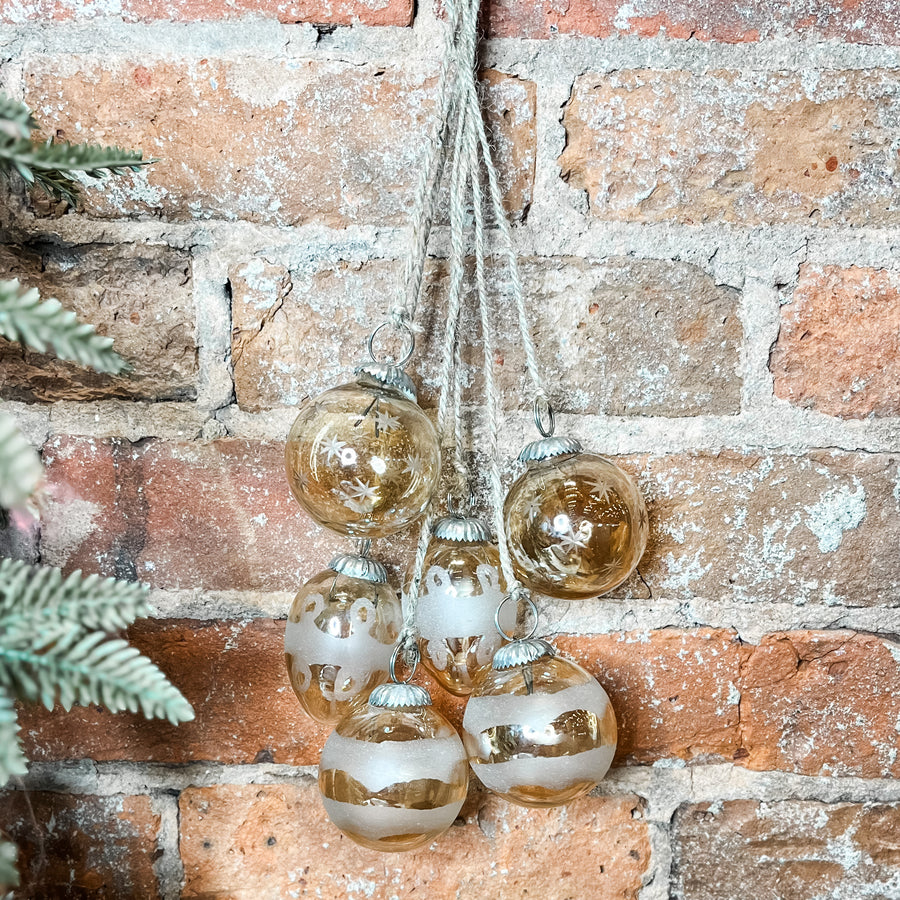 Clear Painted Glass Ornament Cluster 21”