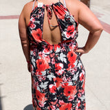 Plus Black/Red Bold Floral Print Dress