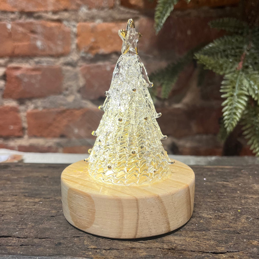 Handcrafted Spun Glass LED Christmas Trees