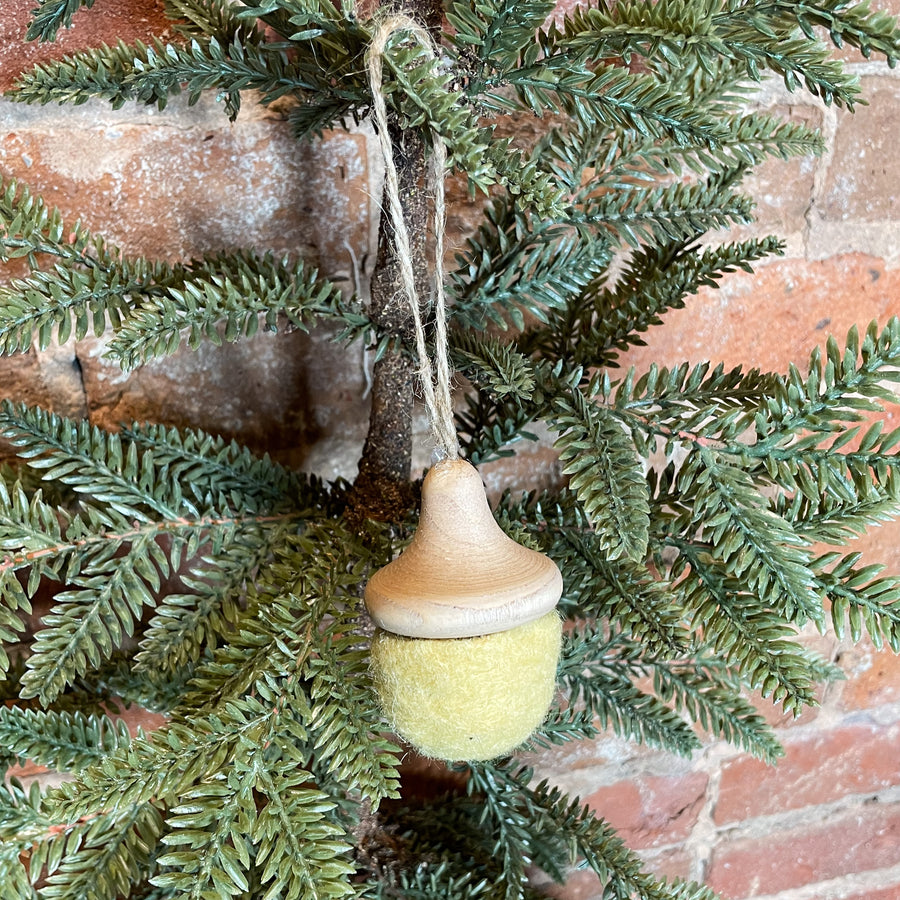 Wood/Wool Felt Acorn Ornament 3”