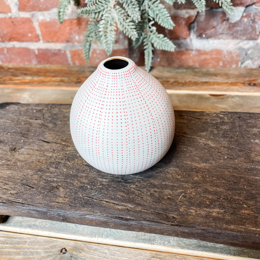 Red Dot Textured Stoneware Vases