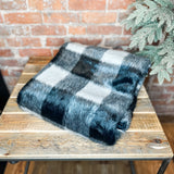 Black/Grey Plaid Fur Plaid Blanket 60”