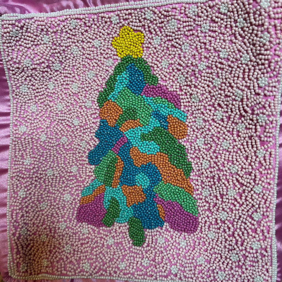 Dreaming Of A Pink Christmas Beaded Purse