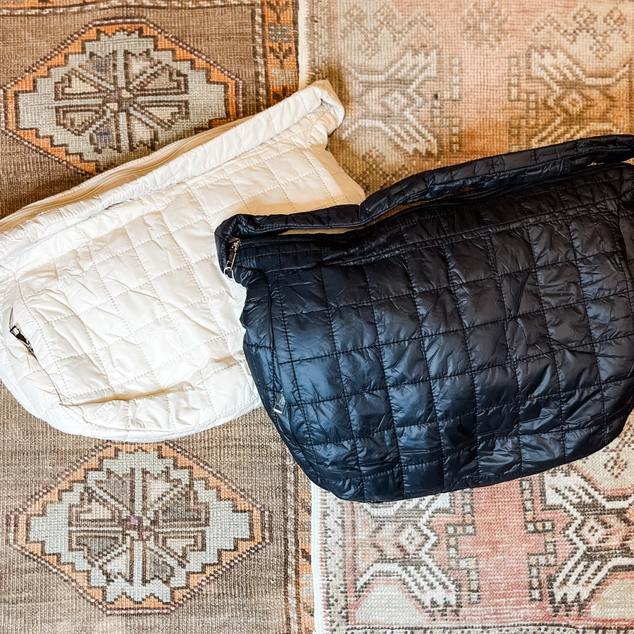 Large Quilted Puffer Hobo Bag