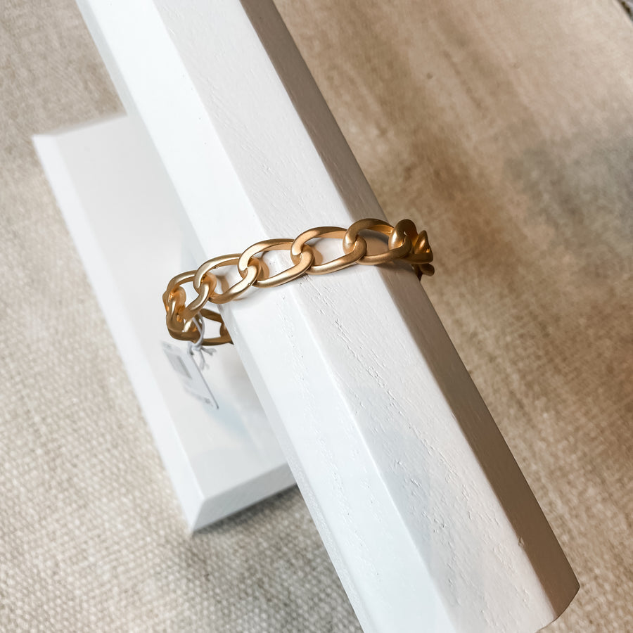 Gold Oval Chain Cuff Bracelet