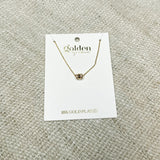 18K Gold Plated Pave Crystal Sides & Gold Center Ring Necklace