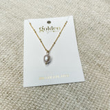 18K Gold Plated Double Satellite Chain w/ Natural Pearl Drop Necklace