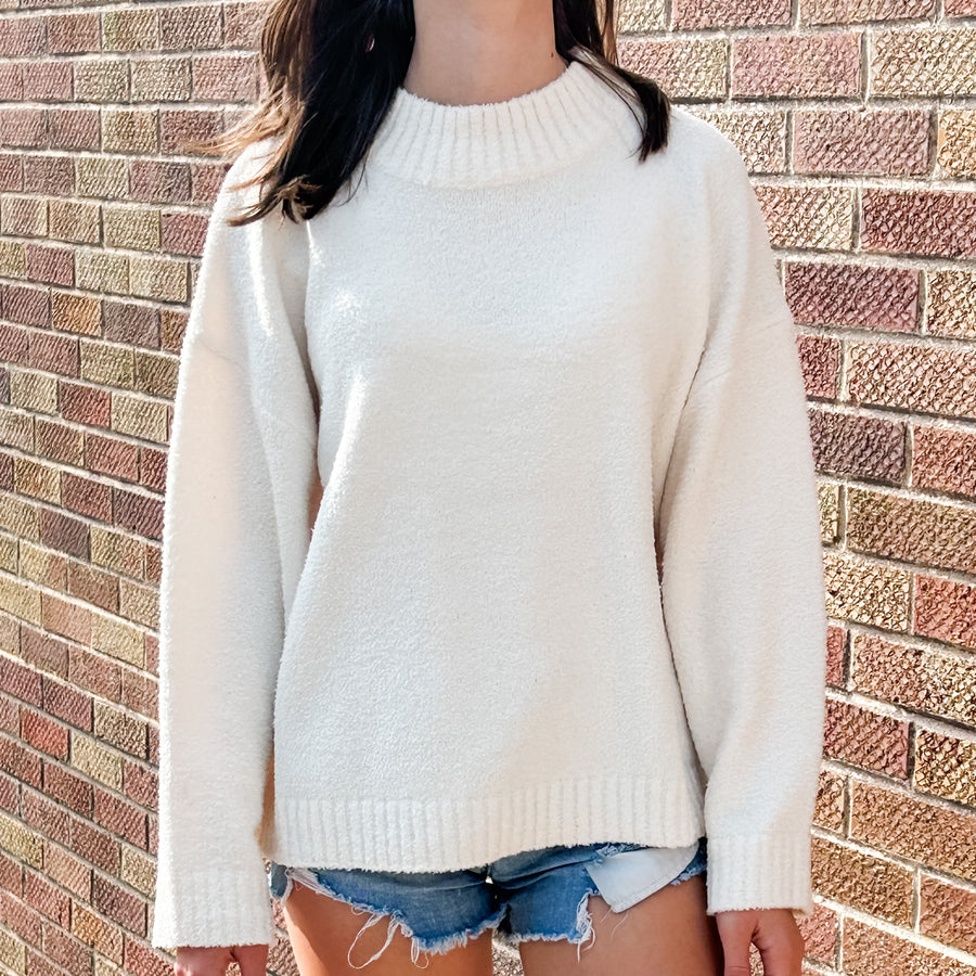 Fuzzy Drop Shoulder Pullover Sweater