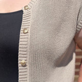 Plus Short Sleeve Button Down Knit Cardigan Vest