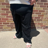 Plus Relaxed Striped Barrel Pants w/Pockets