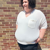Plus Ribbed Split Boxy Knit Top