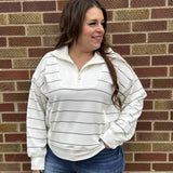Plus Stripe Modal Quarter Zip Pullover