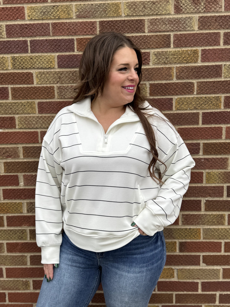 Stripe Modal Quarter Zip Pullover