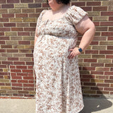 Plus Floral Short Sleeve Midi Dress