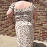 Plus Floral Short Sleeve Midi Dress