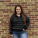 Plus Stripe Modal Quarter Zip Pullover