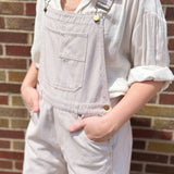 Pinstriped Barrel Leg Overalls