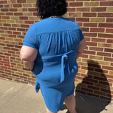 Plus Midi V-Neck Waist Tie Dress