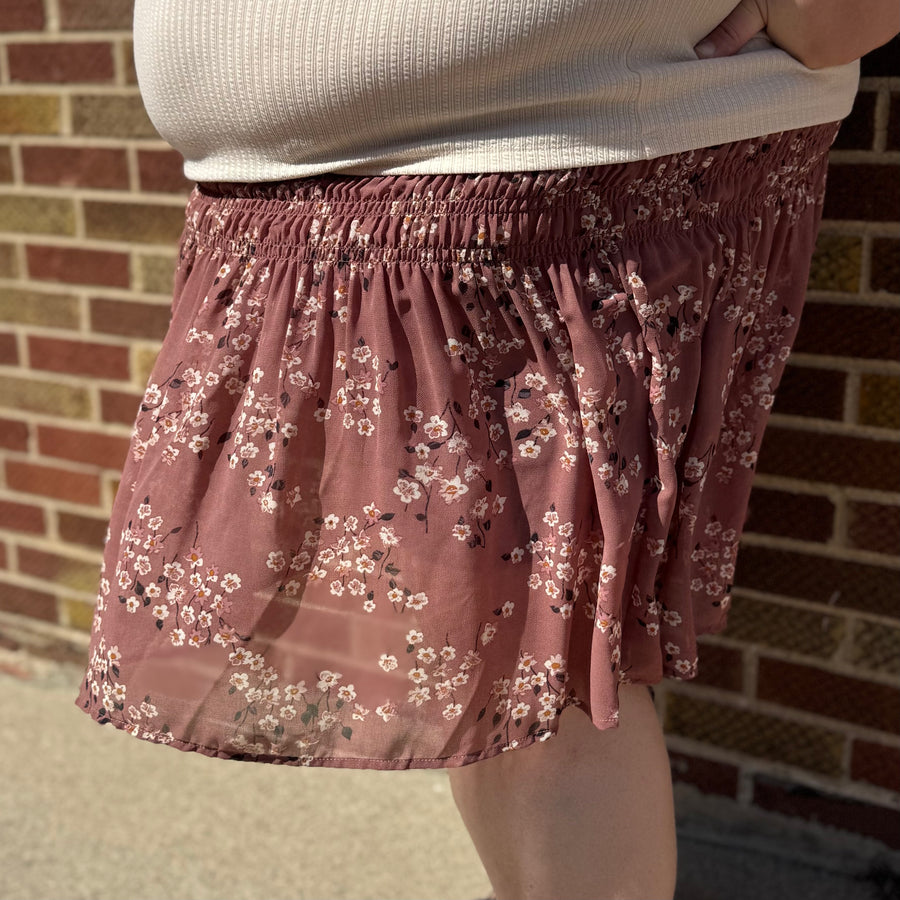 Plus Floral Smocked Skort