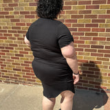 Plus Smocked V-Neck Shirt Tail Dress