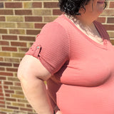 Plus Smocked V-Neck Shirt Tail Dress