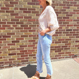 V-Neck Crochet Woven Fit Cardigan