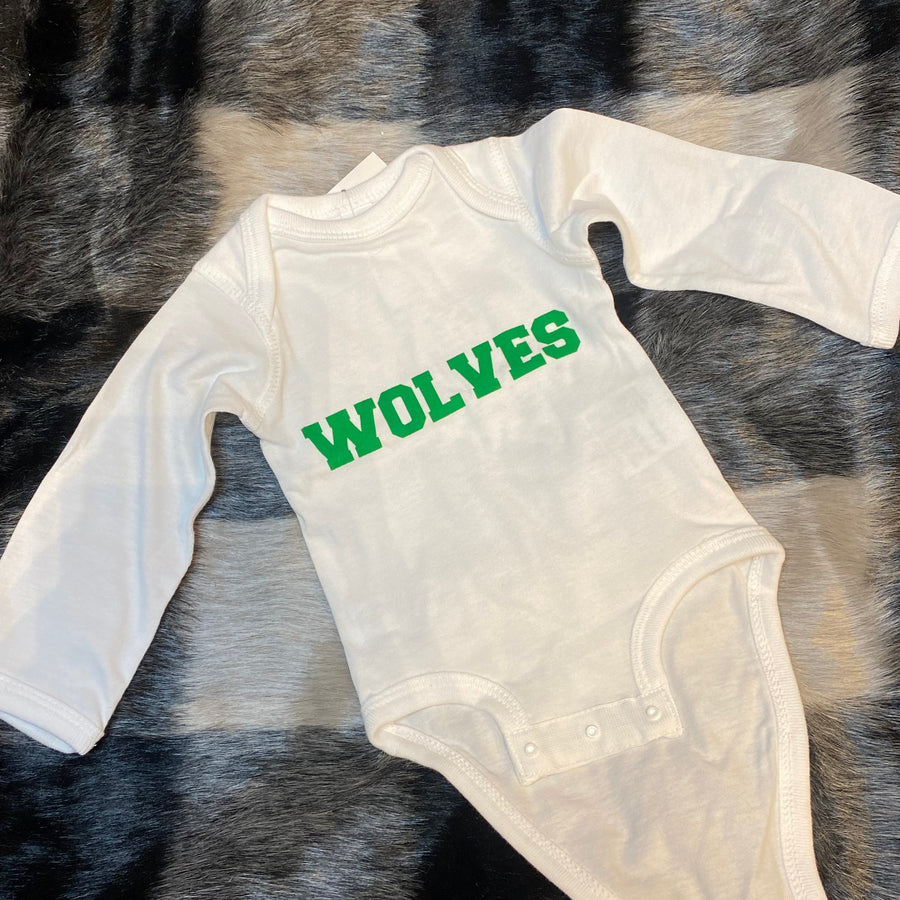 White Long Sleeve Wolves Onsie