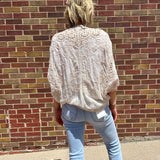 V-Neck Crochet Woven Fit Cardigan