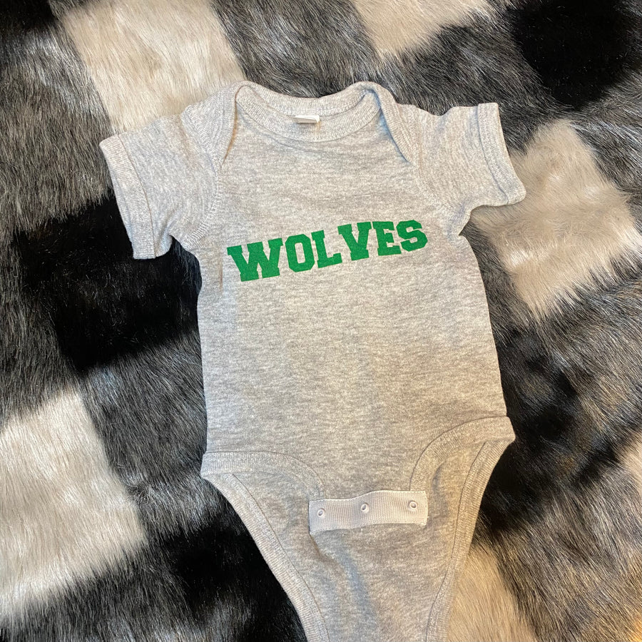 Gray Short Sleeve Wolves Onsie