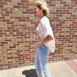 V-Neck Crochet Woven Fit Cardigan