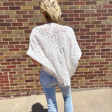V-Neck Crochet Woven Fit Cardigan