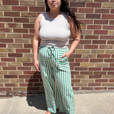 Green/White Stripe Woven Pants