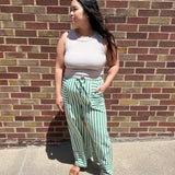 Green/White Stripe Woven Pants