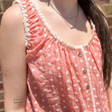 Scoop Neck Sleeveless Top w/Lace Edging