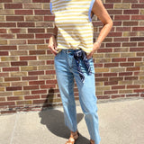 Two Toned Textured Stripe Tank Top