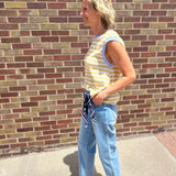 Two Toned Textured Stripe Tank Top