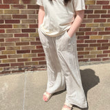 Striped Straight Fit Pants w/Pocket