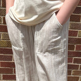 Striped Straight Fit Pants w/Pocket