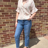 Striped Bell Sleeve Linen Top