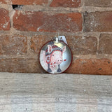 Red Rimmed Farm Animal Glass Disc Orn 4”