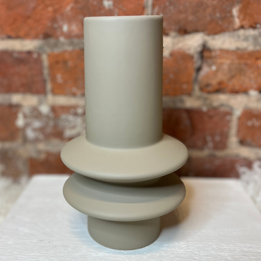 Matte Taupe Stoneware Vase 5x8”