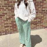 Green/White Stripe Woven Pants