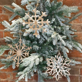 Whitewashed Wood Snowflake Orn 8"