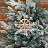 Whitewashed Wood Snowflake Orn 8"