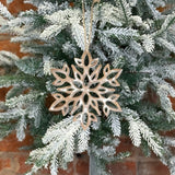 Whitewashed Wood Snowflake Orn 8"