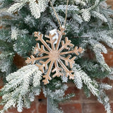 Whitewashed Wood Snowflake Orn 8"