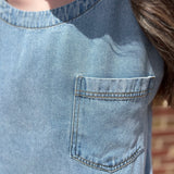 Denim Round Neck Short Sleeve Top