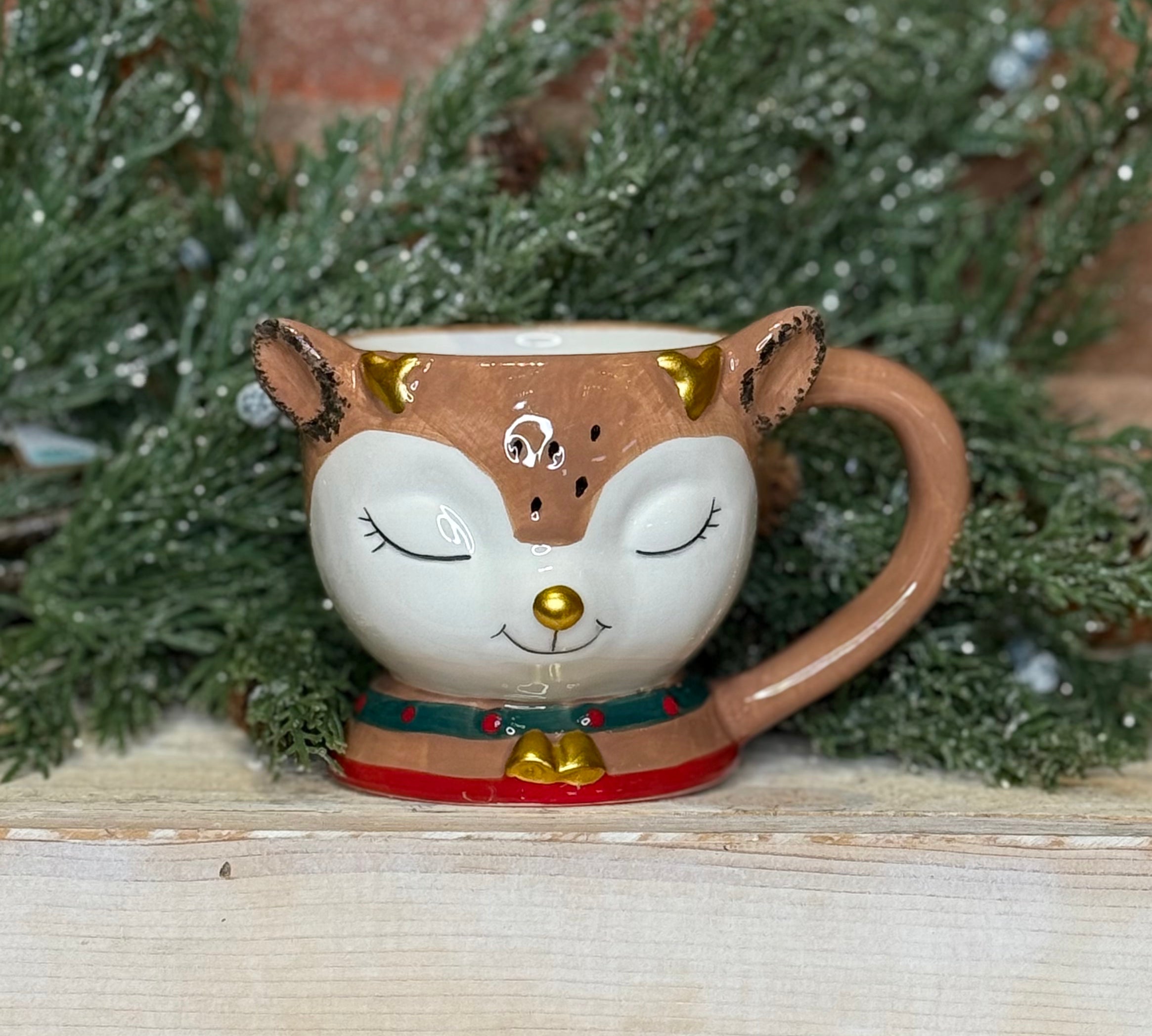 Smiling Reindeer Mug 4”