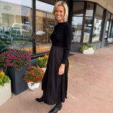 Ribbed Mock Neck Satin Midi Dress
