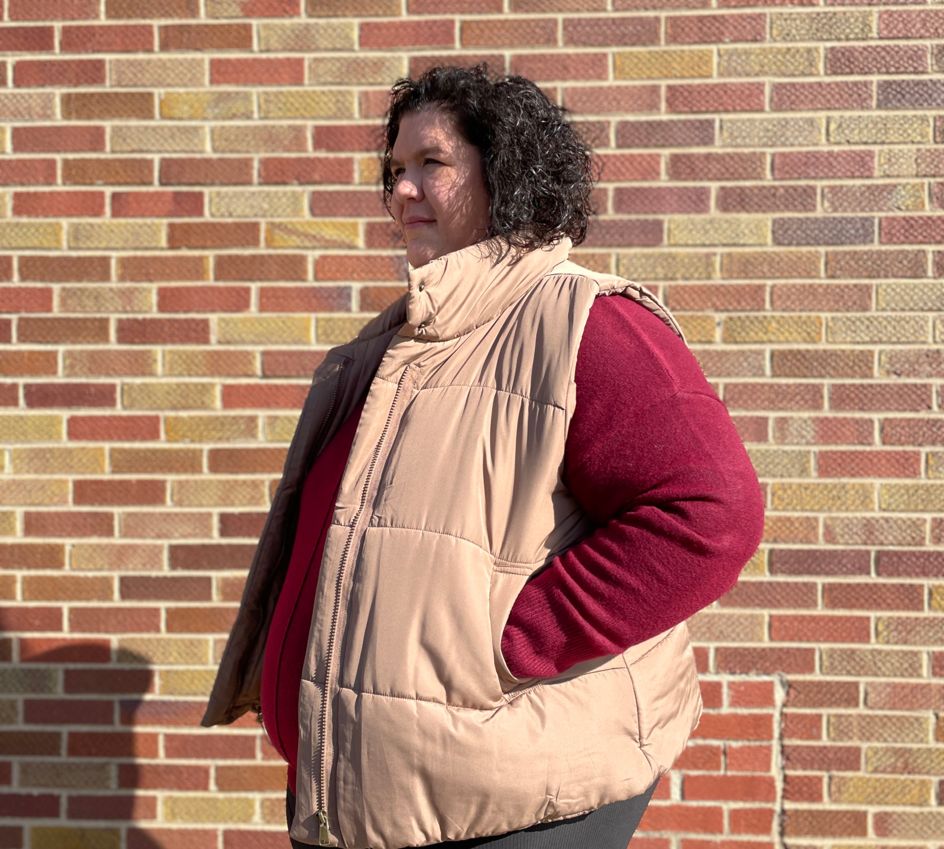 Plus Solid Zip Up Puffer Vest